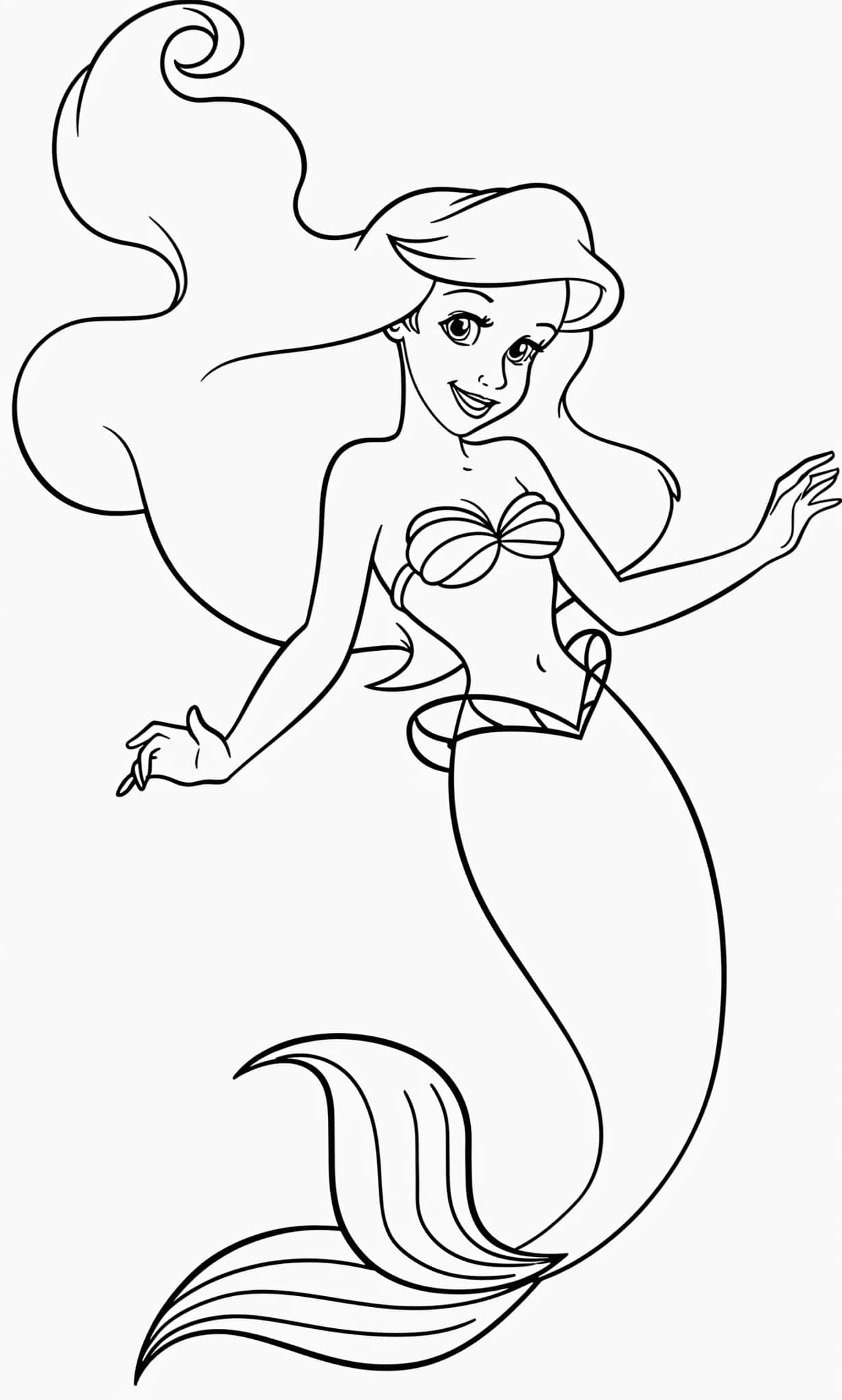 Desenho da Ariel para colorir e imprimir