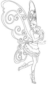 Desenho da Barbie fada para colorir