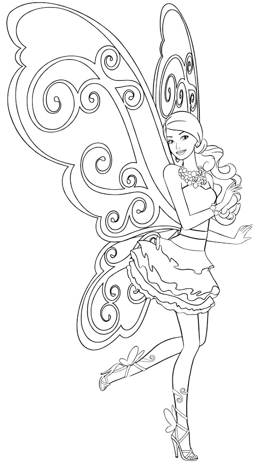 Desenho da Barbie fada para colorir