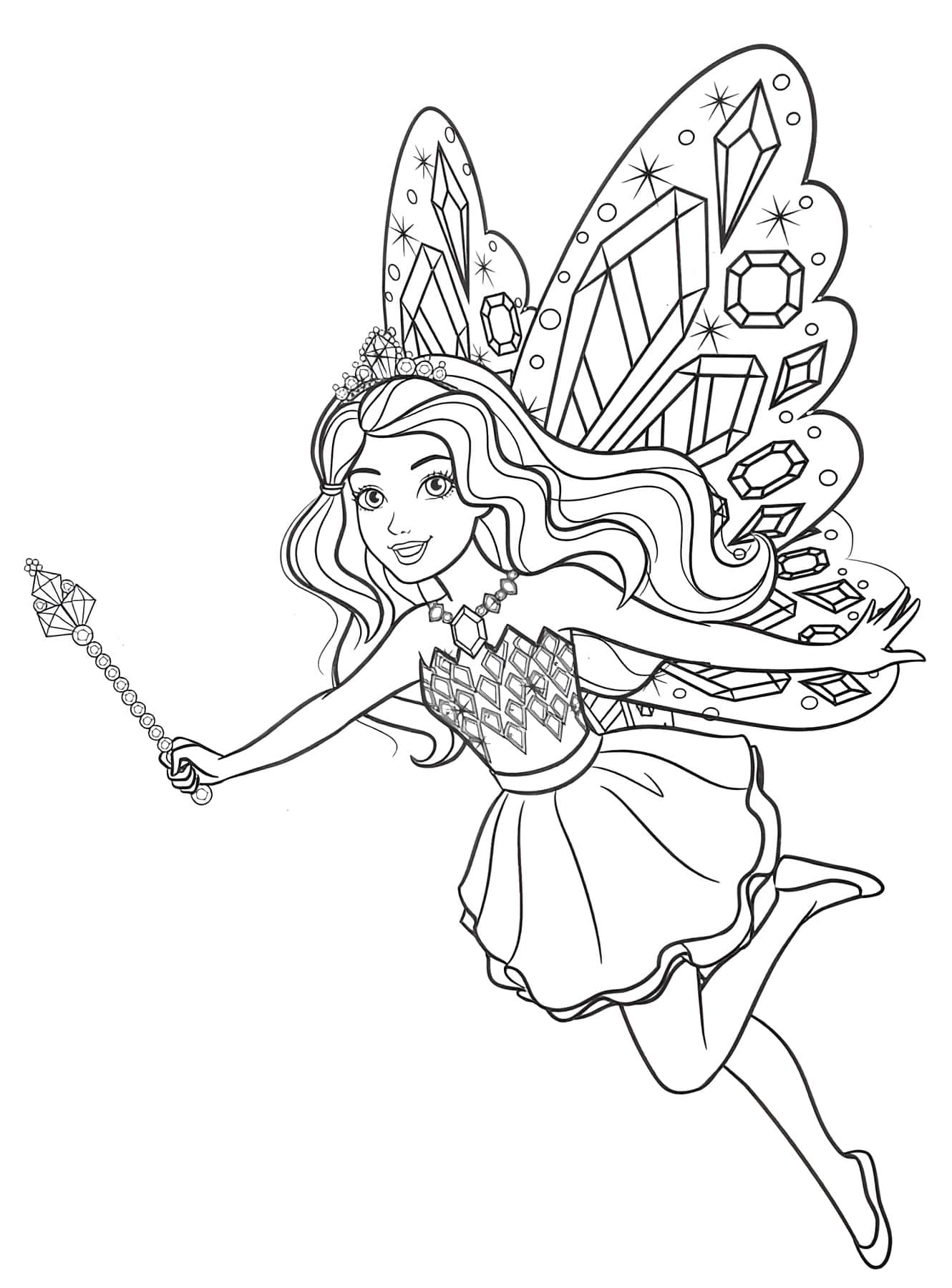 Desenho da Barbie fada para colorir e imprimir