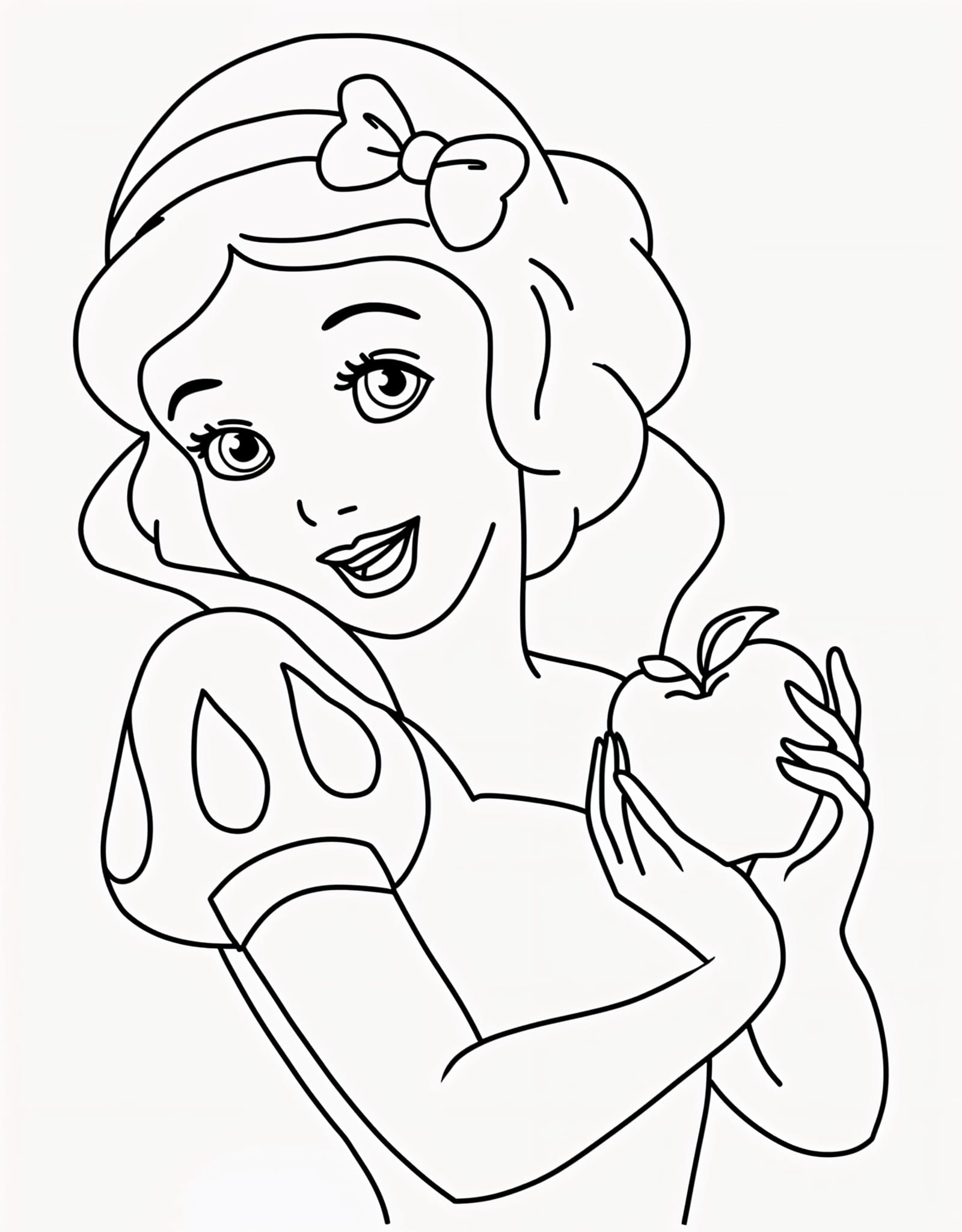 Desenho da Branca de neve com a maçã para colorir