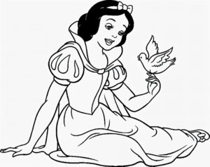 Desenho da Branca de neve com pomba para colorir