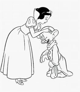 Desenho da Branca de neve e dunga para colorir