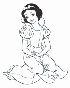 Desenho da Branca de neve sentada para colorir