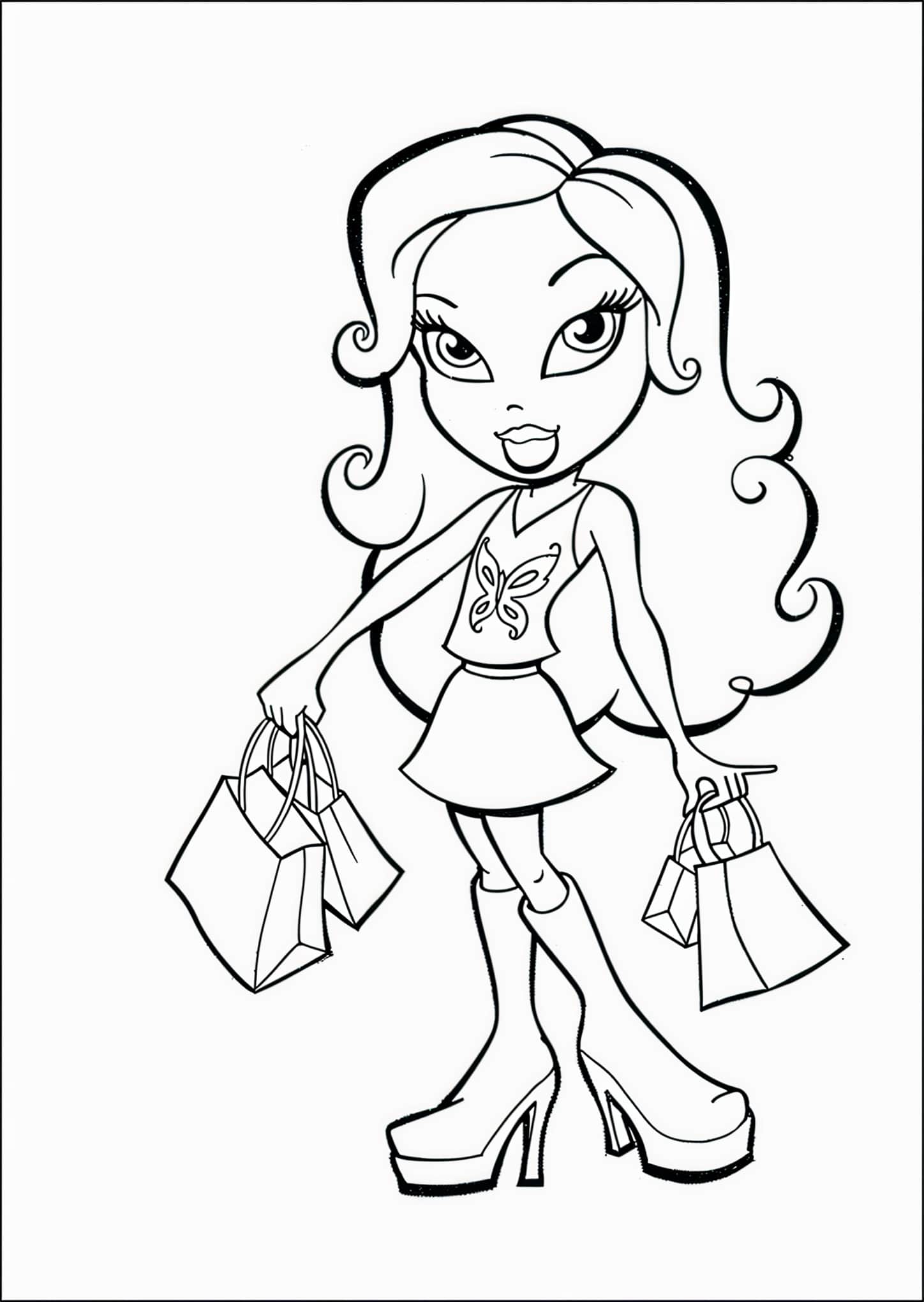 Desenho de Bratz da moda para colorir