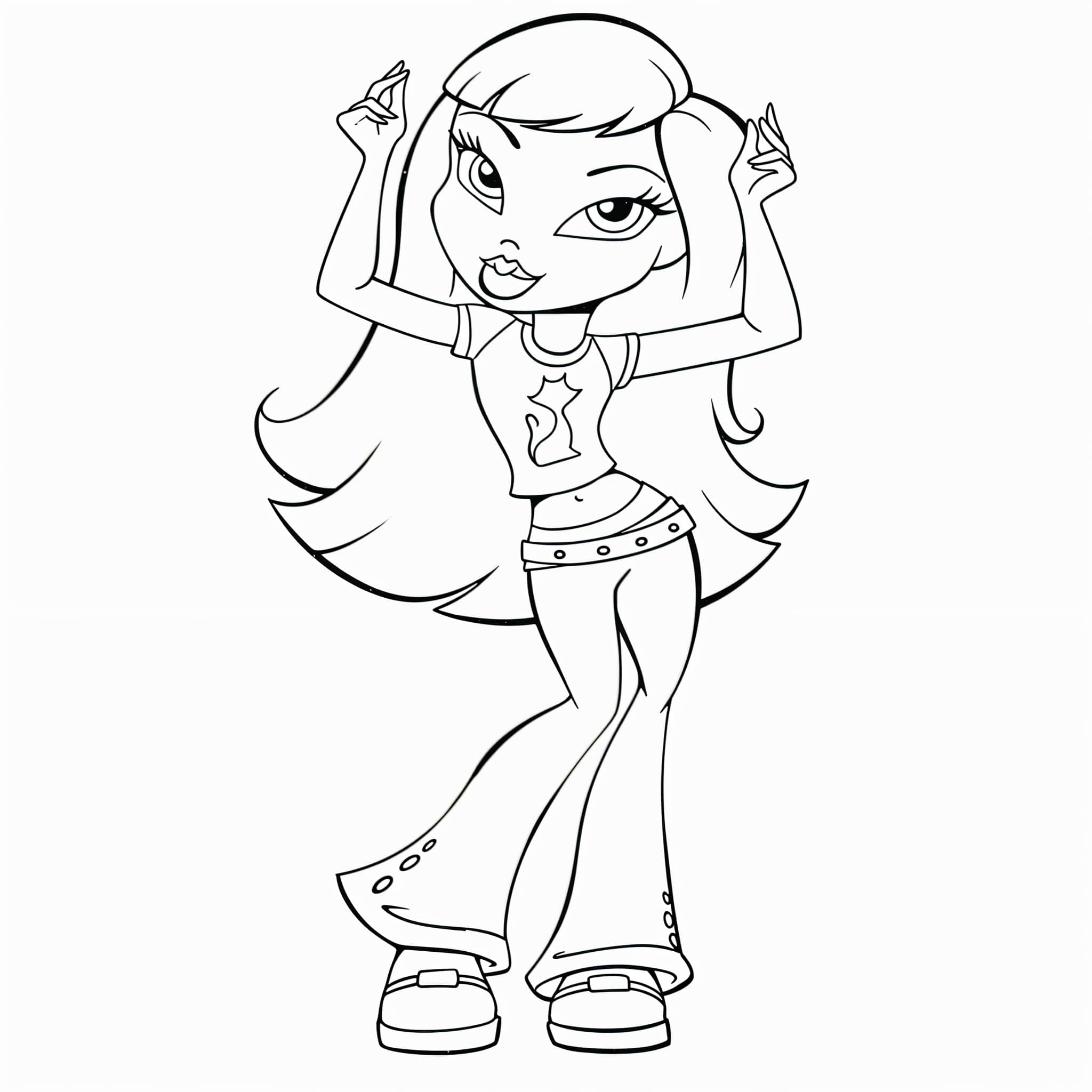 Desenho de Bratz dançando para colorir