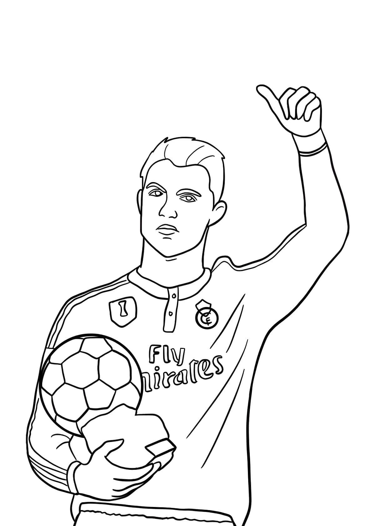 Desenho de Cristiano Ronaldo bola de ouro para colorir