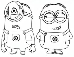 Desenho de dois minions para colorir e imprimir