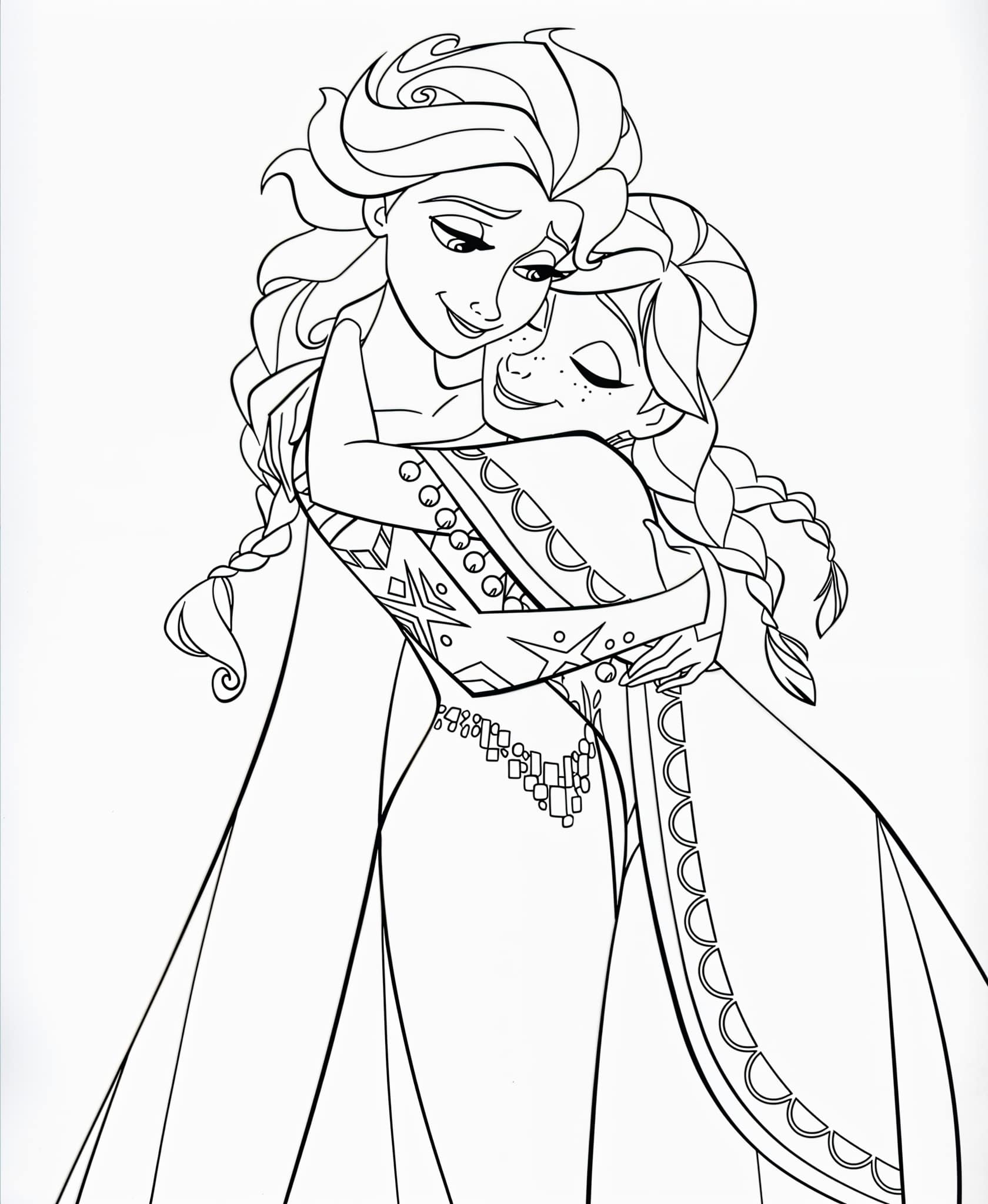 Desenho de Elsa e anna de Frozen para colorir