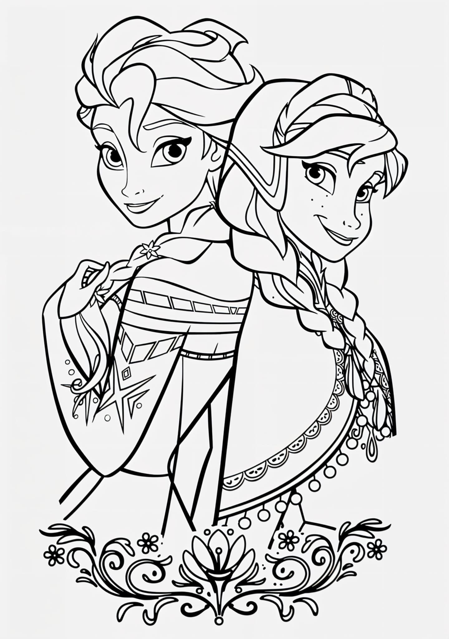 Desenho de Elsa e anna para colorir e imprimir