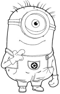 Desenho de minion pensativo para colorir