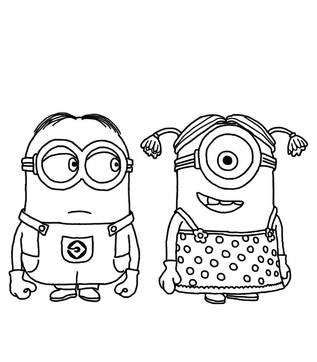 Desenho de minions amigos para colorir