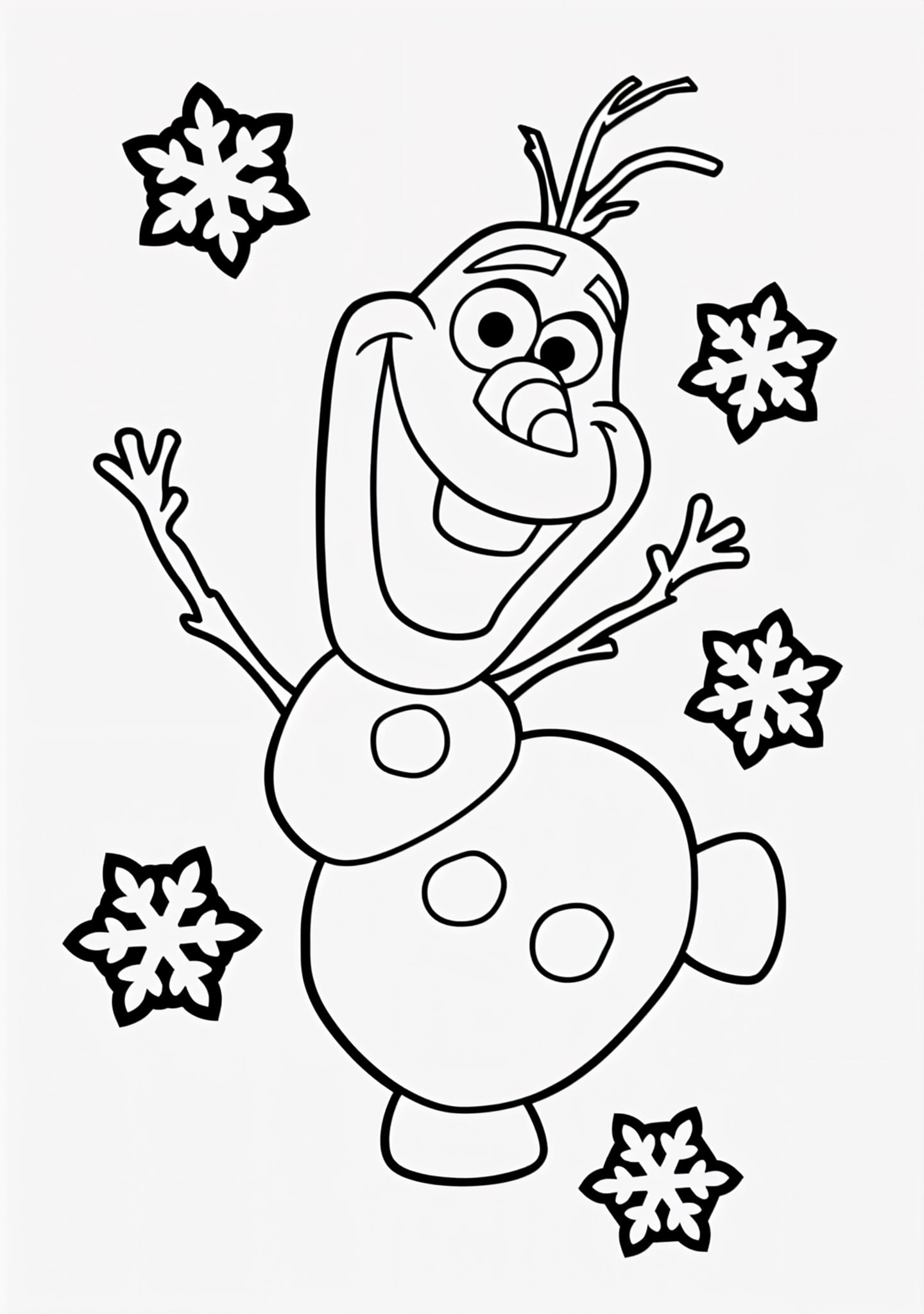 Desenho de olaf com flocos de neve de Frozen para colorir