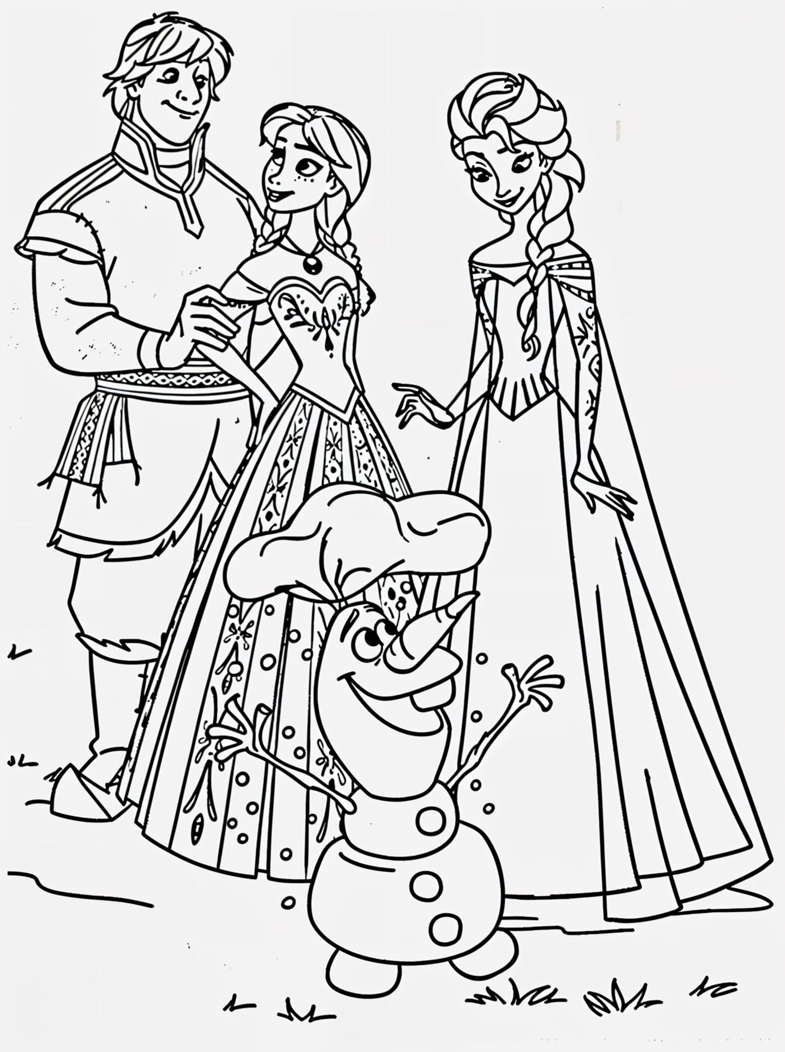 Desenho de personagens de Frozen para colorir