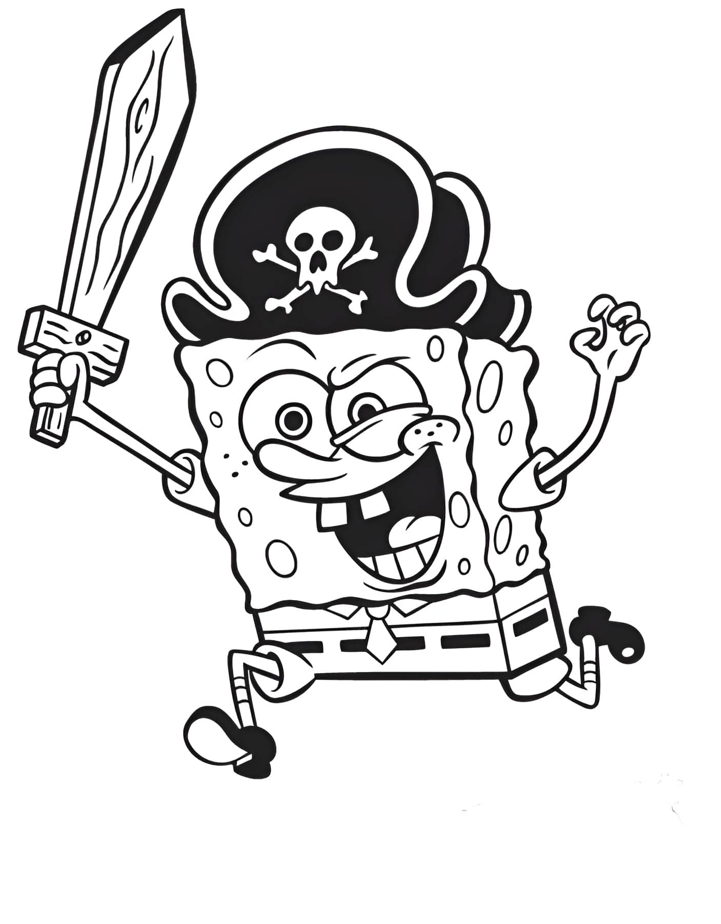 Desenho do Bob Esponja pirata para colorir