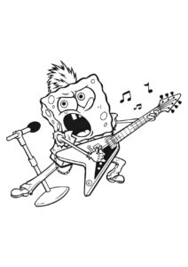 Desenho do Bob Esponja rocker para colorir e imprimir