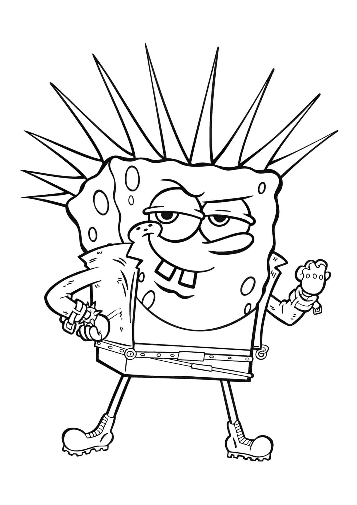 Desenho do Bob Esponja rocker para colorir