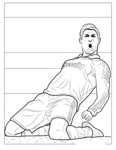 Desenho do Cristiano Ronaldo deslizando para colorir