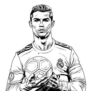 Desenho do Cristiano Ronaldo real madrid bola de ouro para colorir