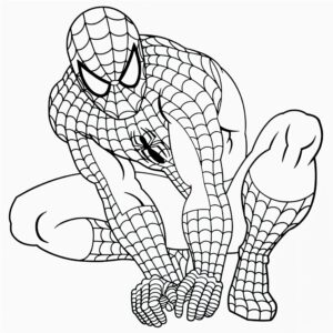 Desenho do Homem Aranha agachado para colorir