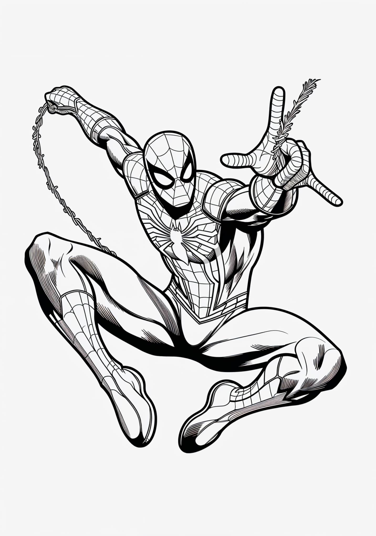 Desenho do Homem Aranha no ar para colorir