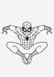 Desenho do Homem Aranha pulando para colorir