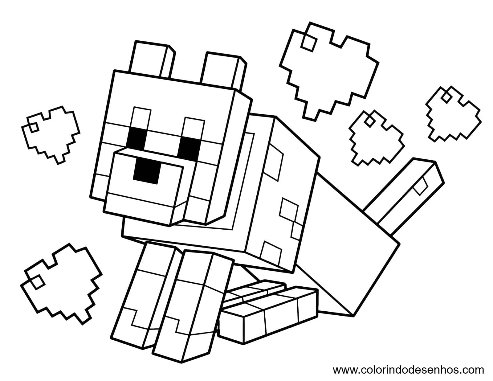 Desenho do lobo namorado Minecraft para colorir