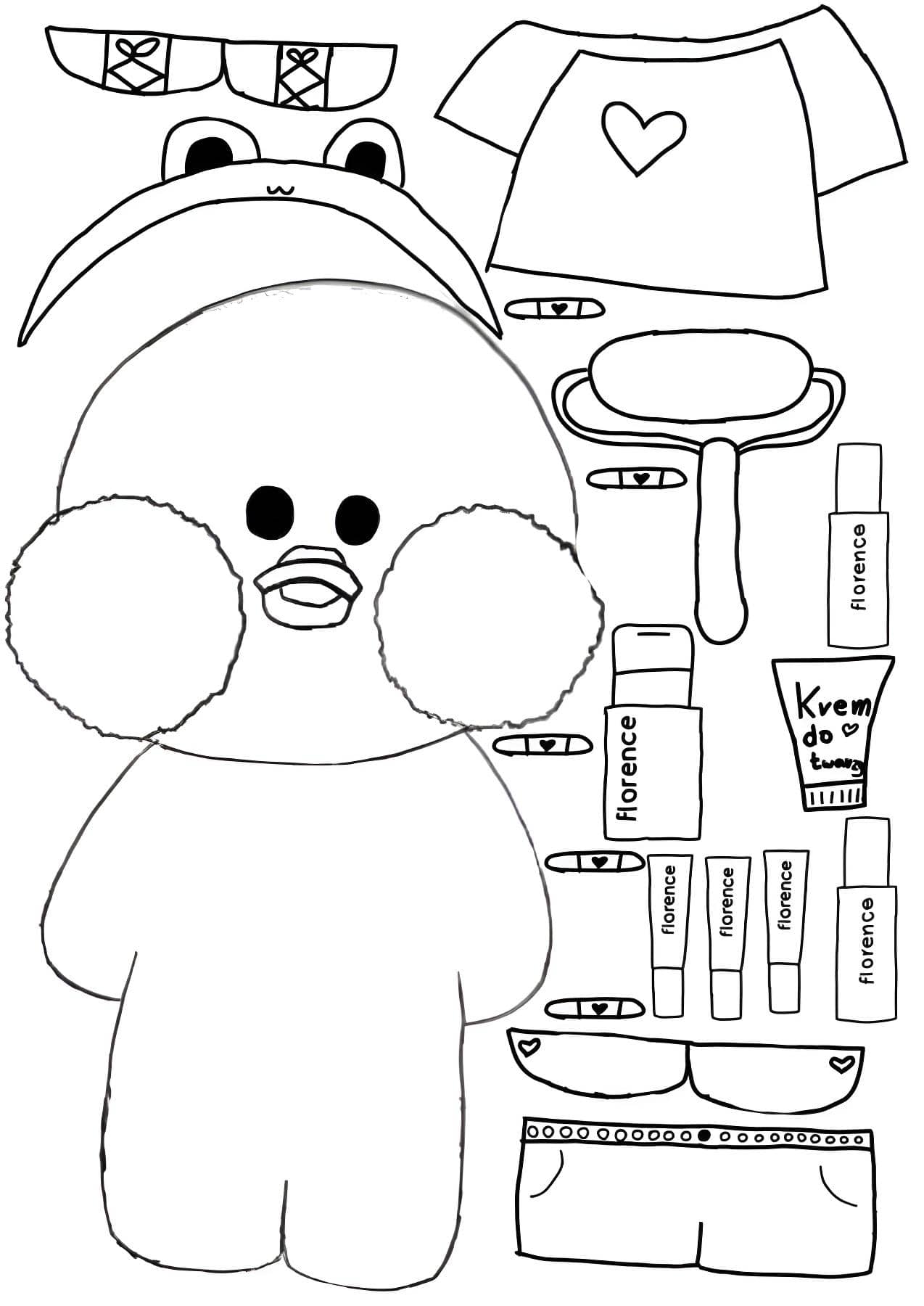 Desenho do Paper Duck skincare para colorir e imprimir