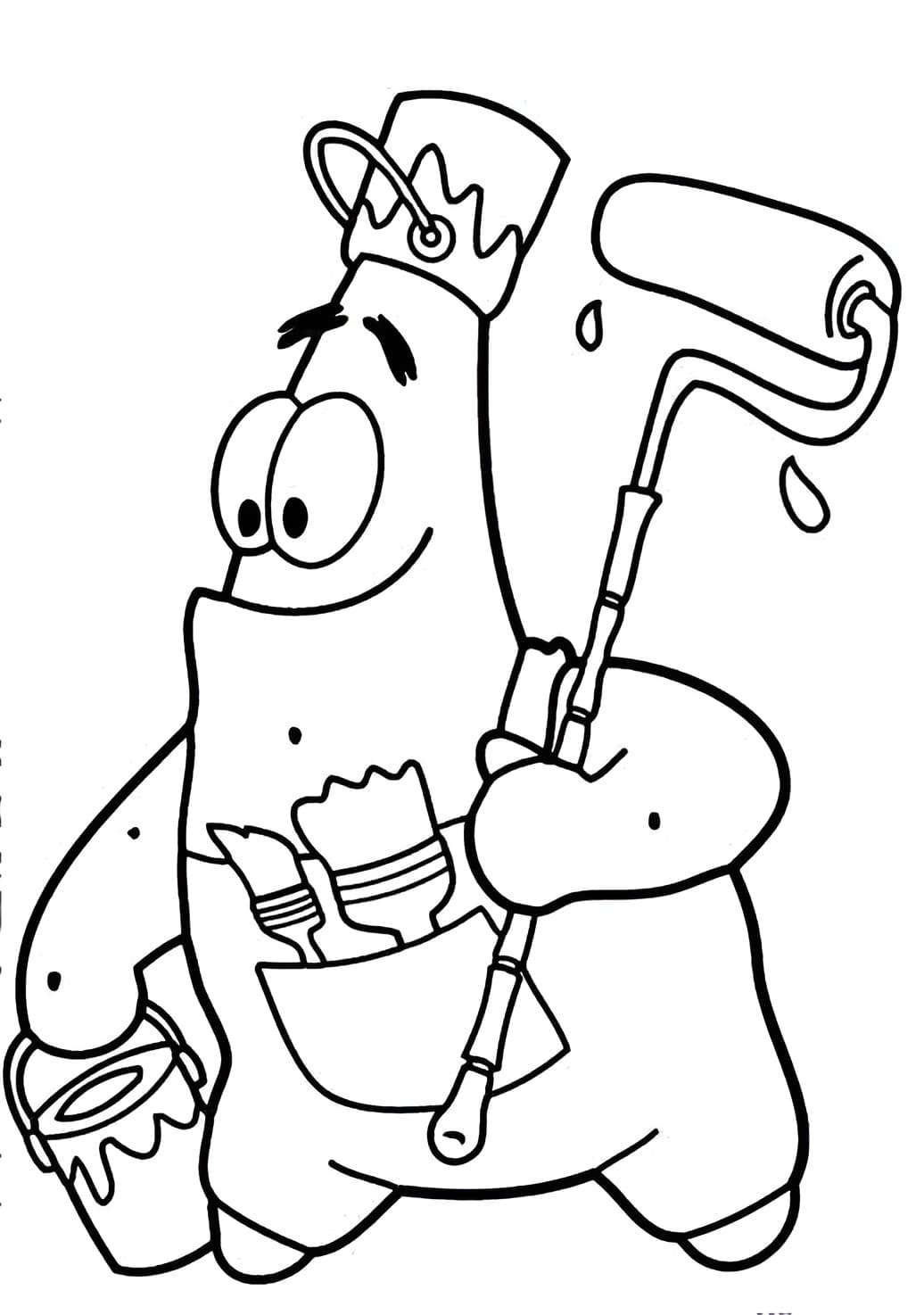 Desenho do Patrick Estrela pintor para colorir