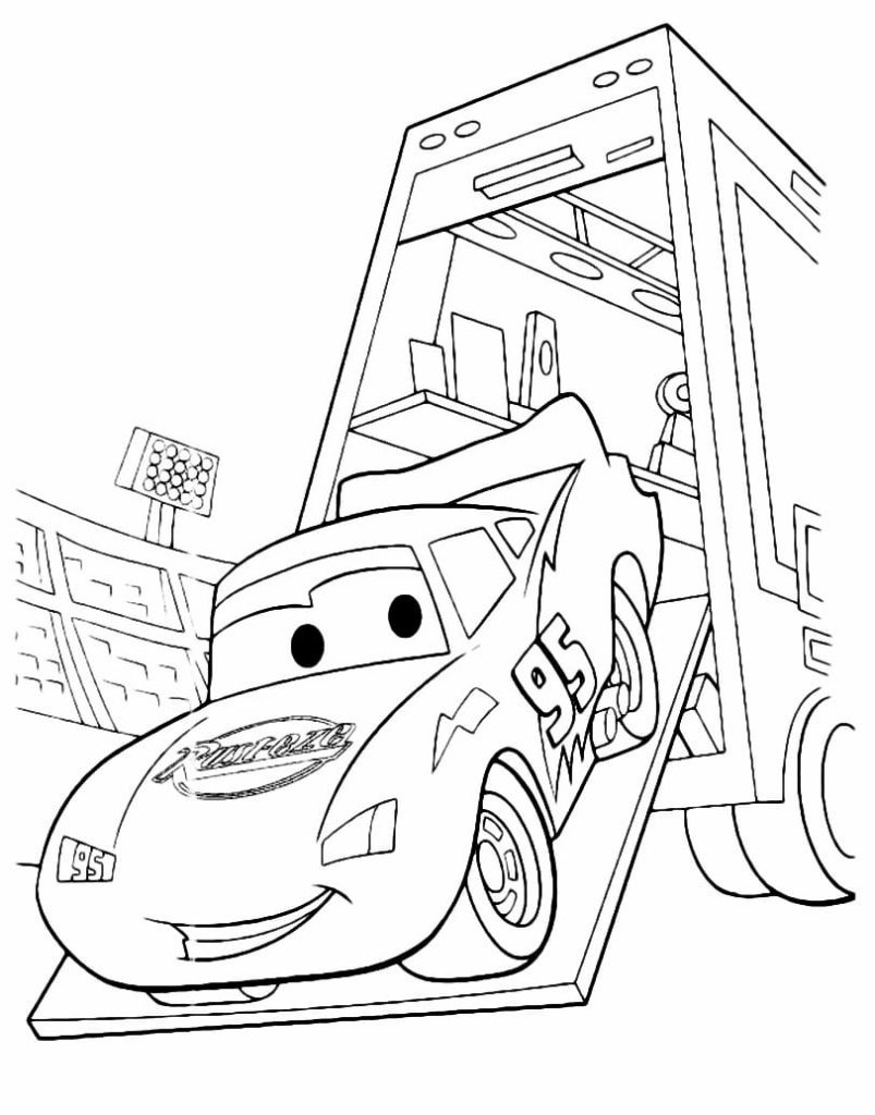 Desenho do Relâmpago McQueen de Carros para colorir na oficina