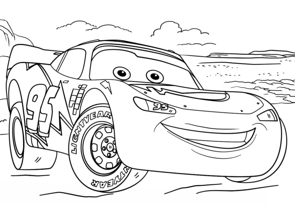 Desenho do Relâmpago McQueen de Carros para imprimir e colorir