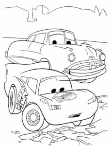 Desenho do Relâmpago McQueen e dock de Carros para colorir e imprimir