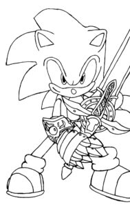 Desenho do Sonic com espada para imprimir