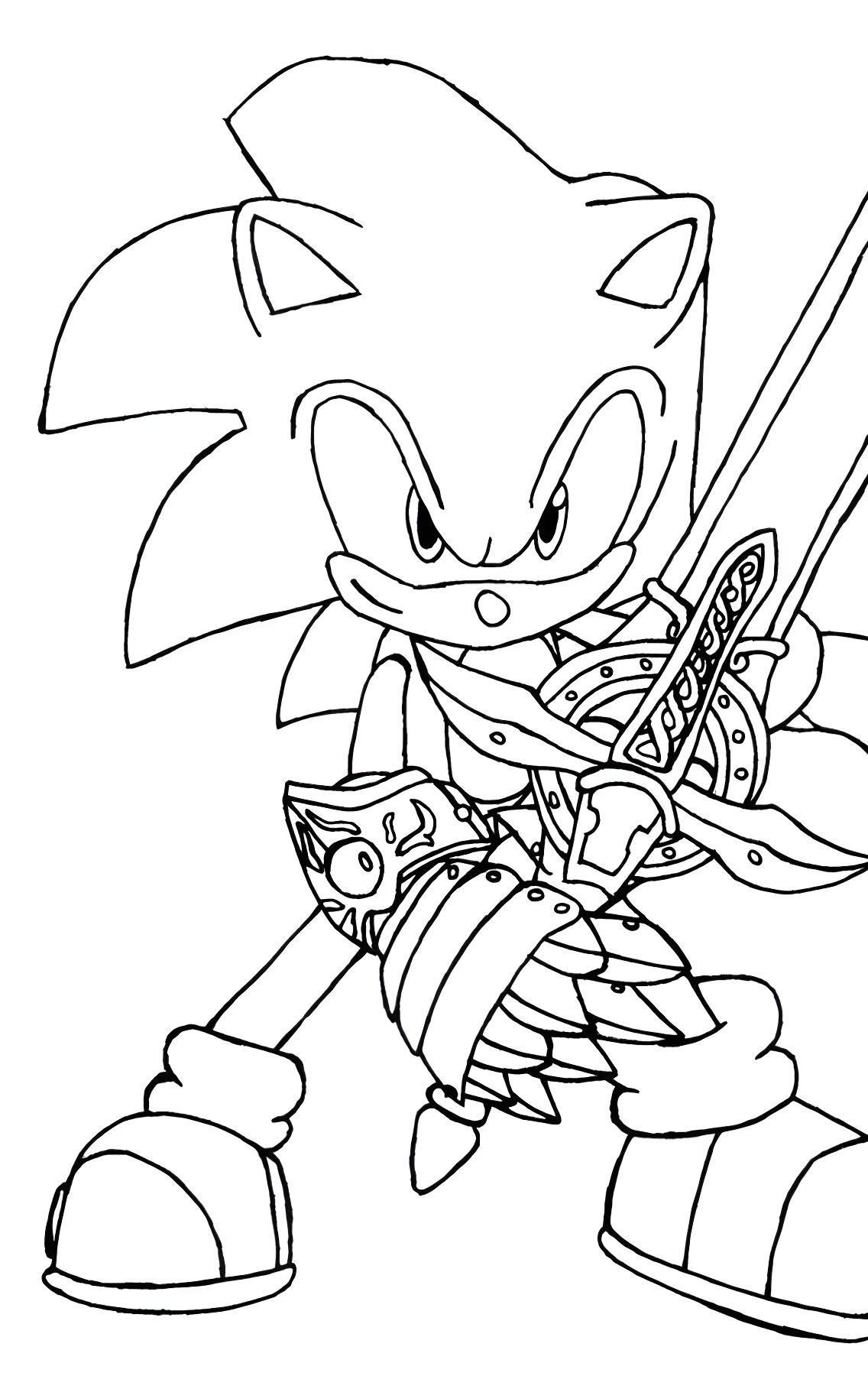 Desenho do Sonic com espada para imprimir