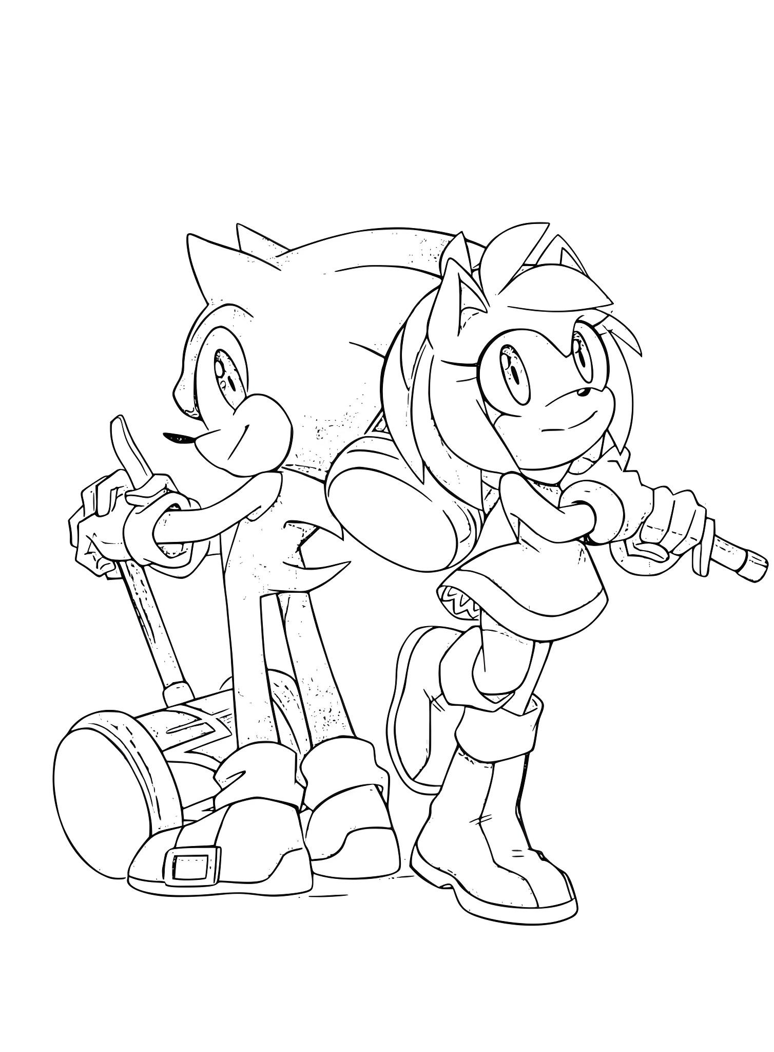 Desenho do Sonic e amy rose para imprimir e colorir