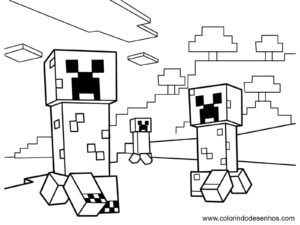 Desenho dos creepers Minecraft para colorir