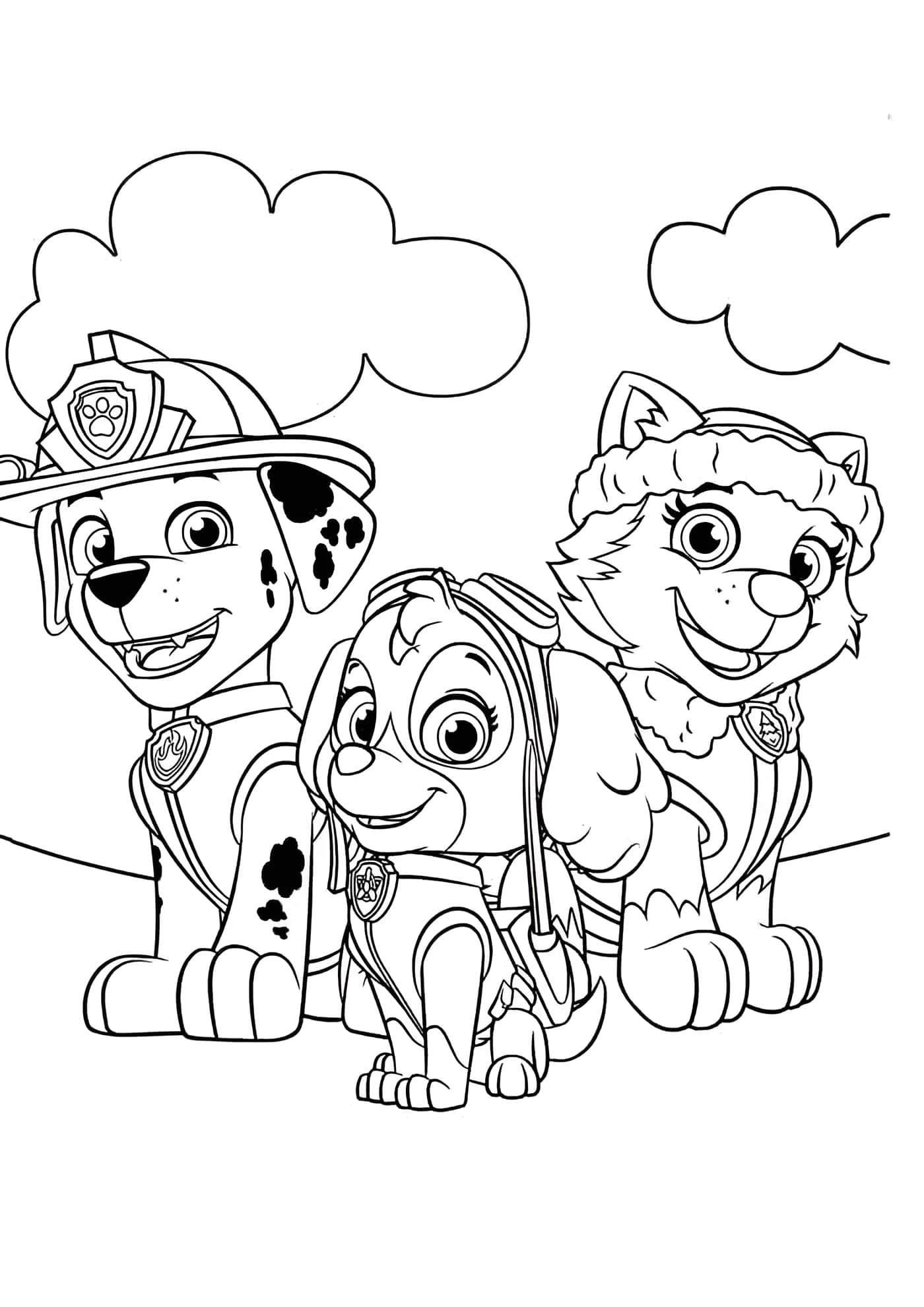 Desenho dos personagens da Patrulha Canina feliz para colorir