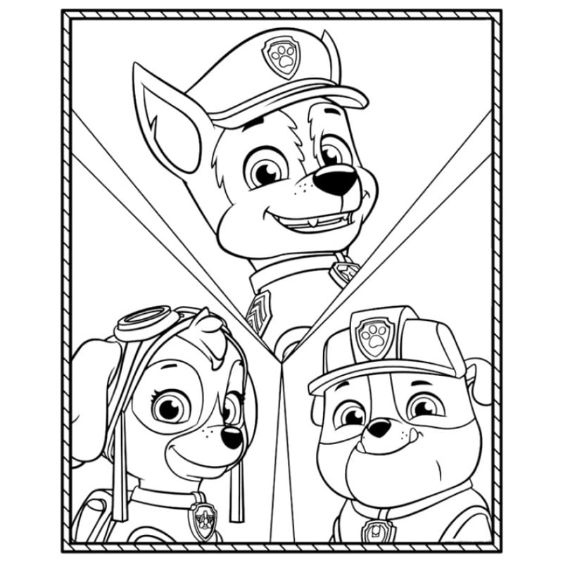 Desenho dos personagens da Patrulha Canina para colorir