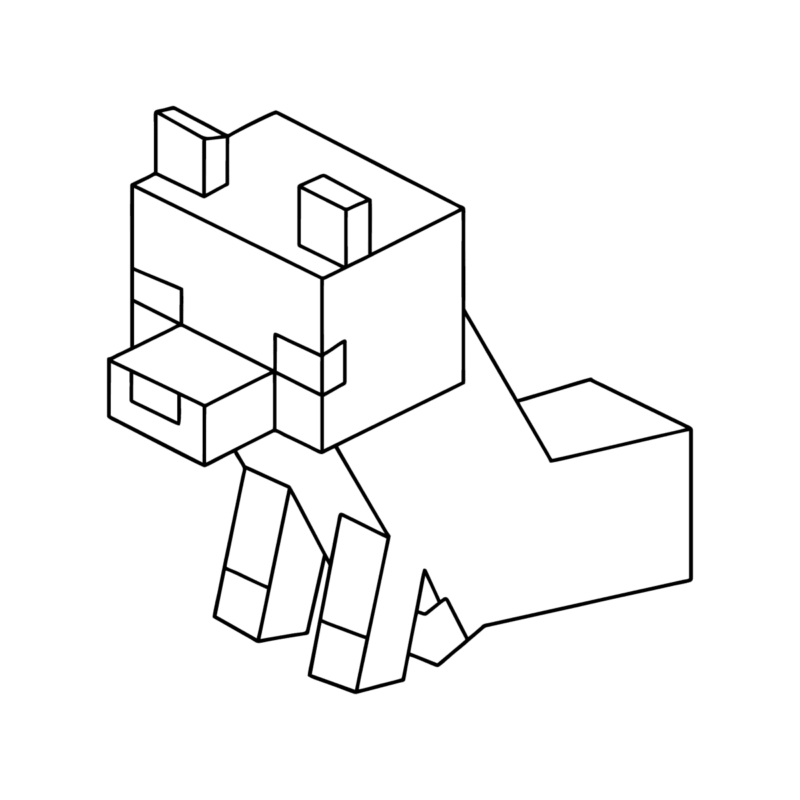 Desenho lobo Minecraft para colorir e imprimir