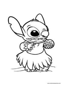 Desenho do Stitch com saia havaiana para colorir e Imprimir