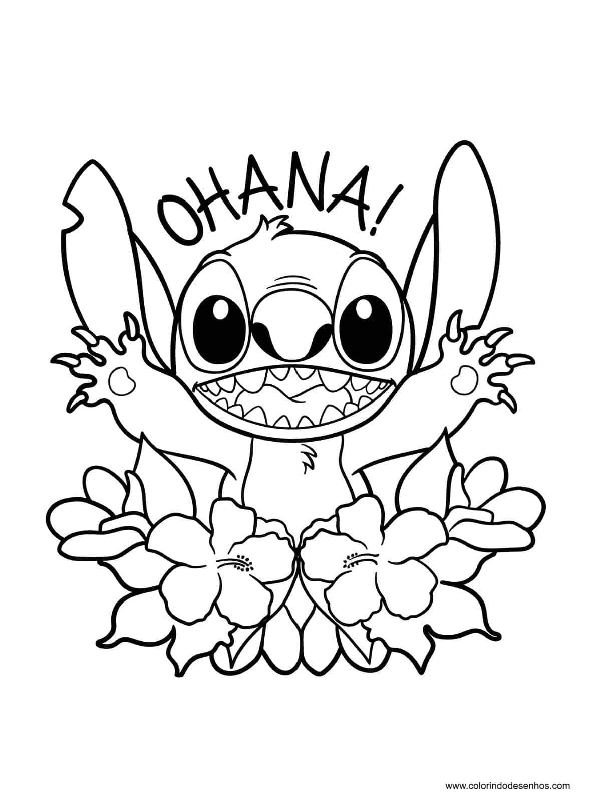 Desenho do Stitch Ohana para Colorir e Imprimir