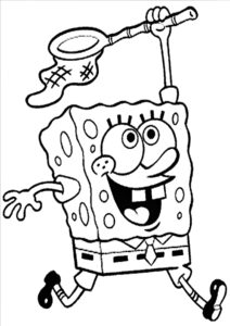 Desnho do Bob Esponja pescando para colorir