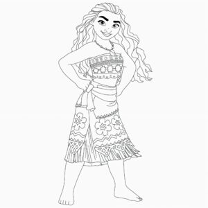 Desenho da Moana feliz para colorir