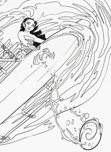 Desenho da Moana navegando para colorir