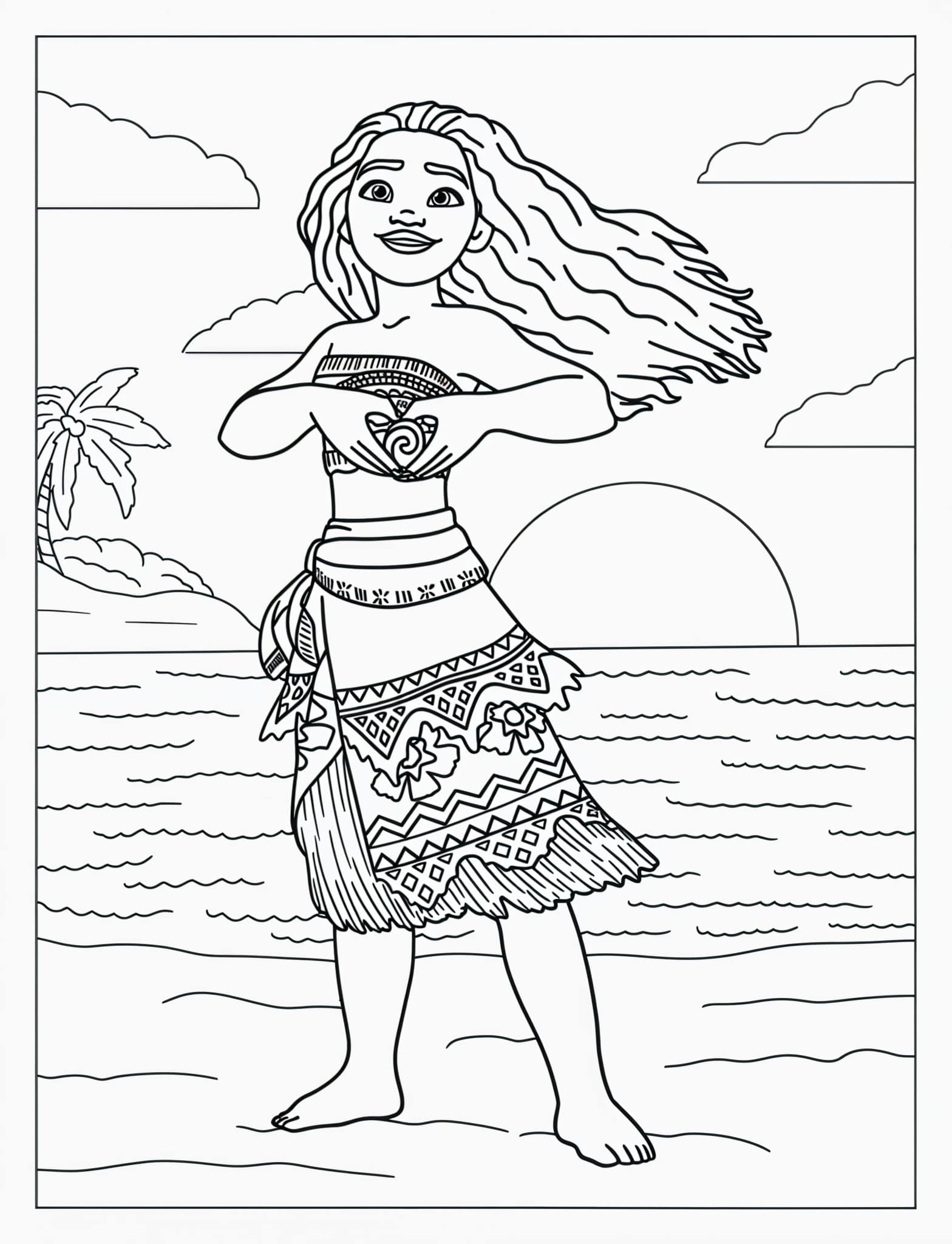 Desenho da Moana para colorir