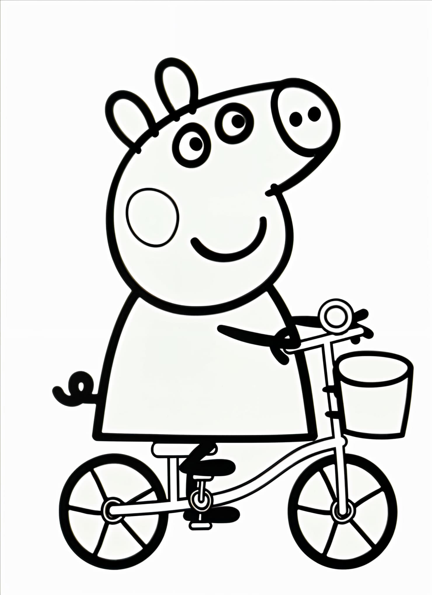 Desenho da peppa pig na bicicleta para colorir