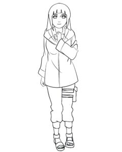 Desenho de hinata pronta para lutar para colorir