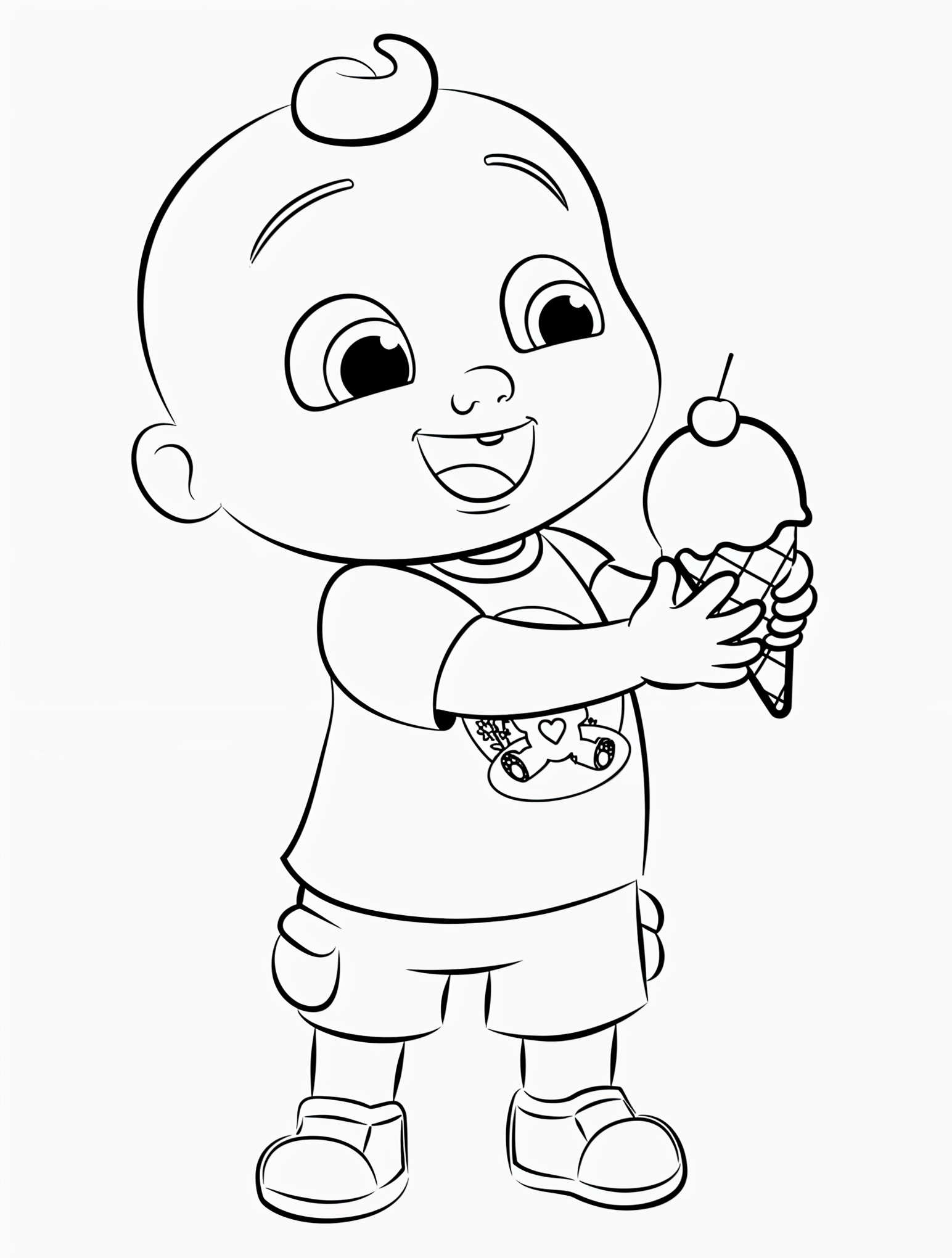 Desenho de jj com sorvete de cocomelon para colorir