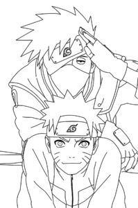 Desenho de Naruto e kakashi mentor para colorir