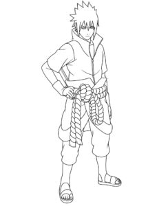 Desenho de Sasuke pronto para o combate para imprimir